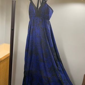 Express Black & Blue Printed Maxi Dress